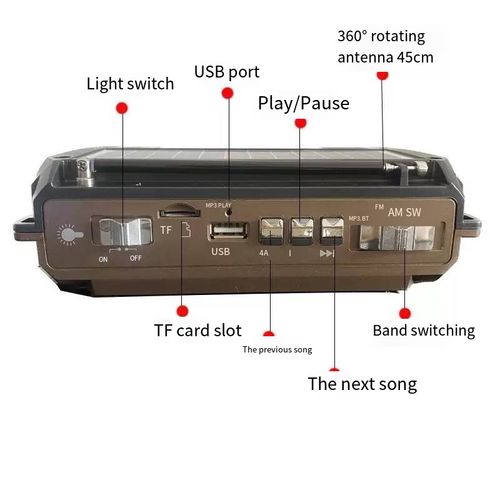 This solar-powered hand-crank semiconductor radio supports three power sources: solar, hand-crank, and battery. It can receive signals in the FM AM SW frequency bands. It also features Bluetooth playback and multiple emergency lighting modes. It is equipped with military-grade shock and water resistance, making it portable and easy to carry. It is a reliable all-weather companion for outdoor exploration and emergency preparedness.