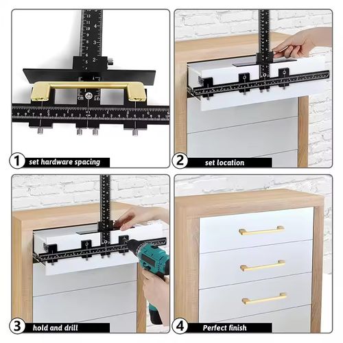 All-aluminum Pull Positioner,The all-aluminum body is stable and does not shake. It can be adjusted in all dimensions, suitable for various sizes. It is fixed by sliding blocks on the cabinet, and the precise holes are drilled directly. There is no error and the holes are not skewed. Novices can instantly become masters. It is a must-have tool for carpenters, decorators, DIY enthusiasts, and can significantly enhance the appearance of the cabinet door!