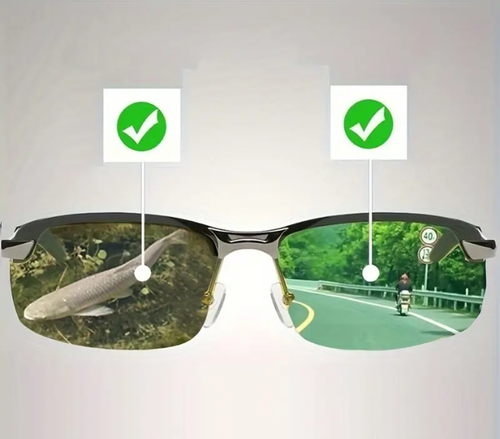 Photochromic polarized glasses that automatically adjust the lens depth according to the intensity of ultraviolet rays