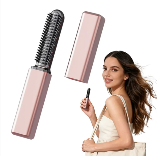 This mini radio hair dryer supports USB charging. The compact design with a protective cover makes it easy to carry around. It has multiple temperature adjustment settings and smooth comb teeth, which can be used to style bangs, straight hair, and slightly wavy hair. The wireless design is not limited by wires, allowing for quick styling whether at home or on the go. The operation is simple. It is a practical accessory for styling hair when going out.