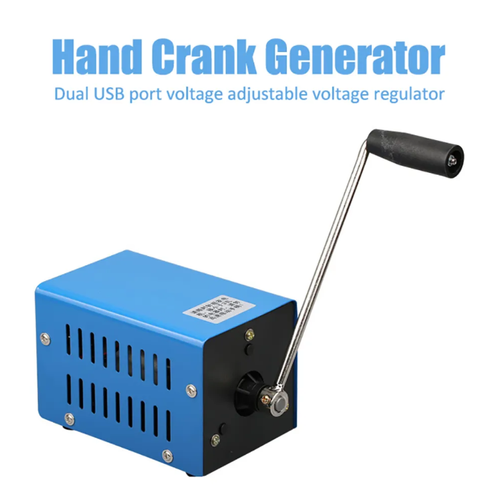 Hand-cranked generator, an emergency power replenishment device, generating electricity with the handle, direct charging via USB, external bulb lighting, suitable for emergency power usage scenarios such as outdoors, night markets, and power outages. The body is compact and portable, with a durable metal casing, a non-slip handle for ease of use, adaptable to various scenarios, practical and reliable.