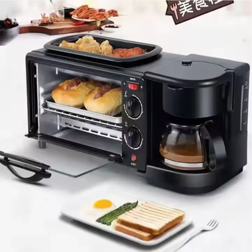 This 3-in-1 breakfast machine integrates the functions of making coffee, toasting bread and frying eggs. The two heating tubes on top and bottom evenly control the temperature, allowing for simultaneous operations of baking, boiling and frying. It saves time and is delicious. Whether it's for busy office workers who need to rush, or for food lovers who want variety, it can easily prepare a delicate breakfast, adding vitality and small joys to life.
