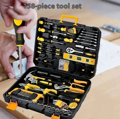 158-piece hardware repair kit set, covering electrical, carpentry and hardware repair tools. Made of high-quality materials, it is durable and easy to use. It features compartmentalized storage and is portable for easy carrying. It can handle household repairs, creative crafting and property maintenance, making it a comprehensive tool chest for daily use at home.