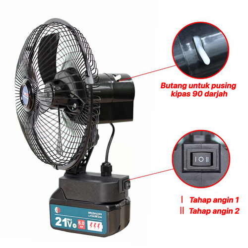 Portable lithium-ion fan with adjustable air volume and strong air output