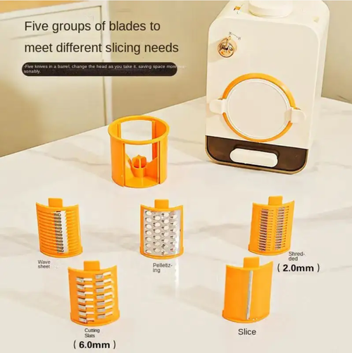 Electric vegetable cutter, with 5 types of blades, capable of processing large-sized ingredients without disassembly. Just press once and it will cut the food effortlessly, making it very convenient to use and easy to clean while maintaining a good appearance. Whether you are a beginner in the kitchen or a professional cook, with this device, you can quickly prepare uniform and delicious ingredients, thereby enhancing both the efficiency and enjoyment of cooking.