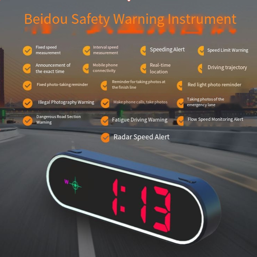 All-in-One LCD Display Car Windshield HUD KMH-MPH Switchable New Colorful Machine with Clock Function