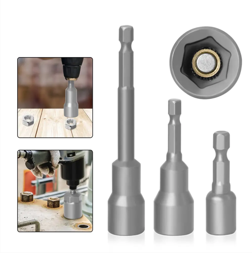 Strong magnetic sleeve, hardware operation adhesive magic tool, made of chromium-vanadium steel, with high hardness and excellent wear resistance. It is equipped with a permanent strong magnet, which can firmly attach screws and other parts. It is compatible with various tools such as lithium battery drills and hand drills, doubling the efficiency of hardware operations, making them both effortless and worry-free.