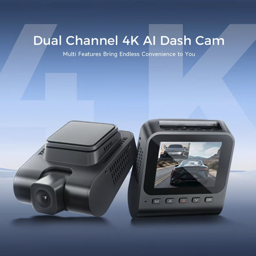 This V620 dual-lens vehicle recorder features dual recording capabilities of 4K in the front and 1080P in the rear. It is equipped with a 170° wide-angle lens and HDR night vision, ensuring clear images both during the day and at night. It also includes built-in GPS + ADAS safety assistance, Wi-Fi 6 + voice control, protecting every moment on the road and ensuring safety and peace of mind on the way home.