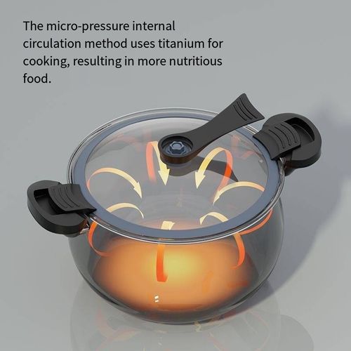 Kitchen effortless pressure quick-cooking wonder: Dual ear snap-sealed preservation structure, 5-second rapid pressure release device + uncoated titanium inner liner's micro-pressure internal circulation cooking technology. It covers various cooking scenarios such as quick-cooking and slow-cooking for family meals. It not only locks in the fresh and delicious taste and original nutrition of the ingredients, but also ensures the safety and convenience of the cooking process.