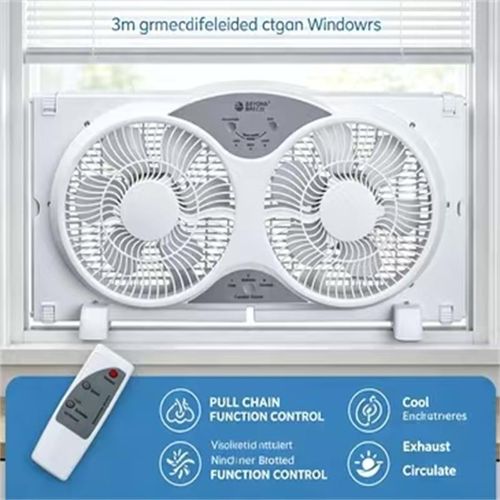 测试Household 9-Inch Retractable Double Window Fan, 3-speed adjustable, three modes cool exhaust circulation, dual air outlets for efficient ventilation, adjustable side fits most window frames, with remote control, no punch installation, perfect ventilation solution for bedroom kitchen bathroom, odor removal and air renewal, must-have for renters, operates quietly without disturbing life, quickly improves indoor stuffiness and humidity, enhances home air quality.