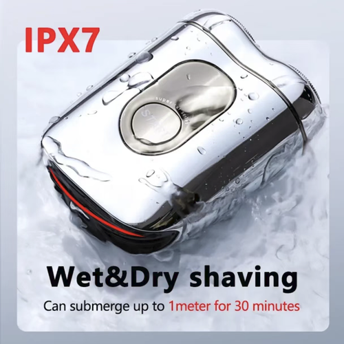 Mini portable electric shaving kit, with dual-ring floating blade that shaves cleanly without hurting the skin. Fast charging for long battery life, suitable for business trips. The size is palm-sized, easily fitting into a pocket. The entire device is washable and can be used both dry and wet. It is a refreshing must-have item for men's daily commutes and business trips. Easily say goodbye to beard problems.