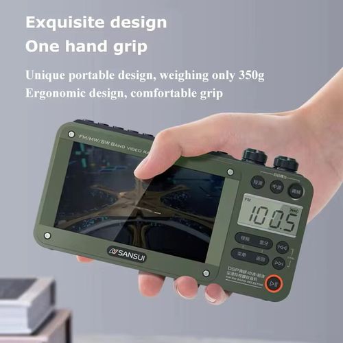 Card-inserting video radio speaker, with a 4.3-inch large screen capable of playing videos. Supports all-band FM radio + Bluetooth + card-inserted multi-mode music playback. Retro and portable, with simple operation, it is an all-in-one audio-visual entertainment companion for outdoor activities and elderly people's leisure time.