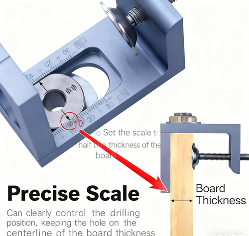 Multi-specification compatibility, precise and efficient hole punching, simple operation, suitable for various types of boards, precise scale, stable clamping, covering 6, 8 and 10, no deviation in hole punching, efficiency maximized, no problem, top-notch hole punching, no worries for carpentry work! Carpenters can go all out with their eyes closed!