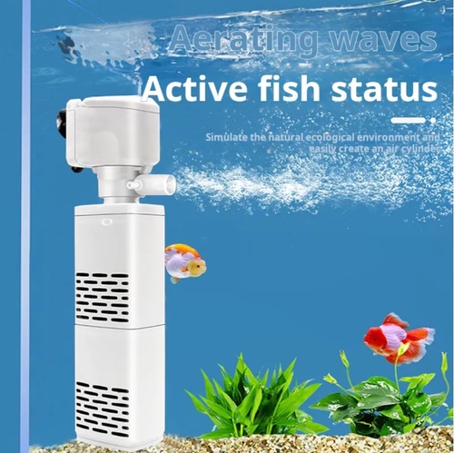 The four-in-one fish tank filter integrates filtration, oxygenation, wave creation, and fecal removal functions. It offers 360° non-stop purification with almost no noise. It automatically purifies water and reduces the frequency of water changes, making it an ideal convenient tool for both novice and experienced fish keepers. It keeps the fish tank clean and the fish happy at all times!