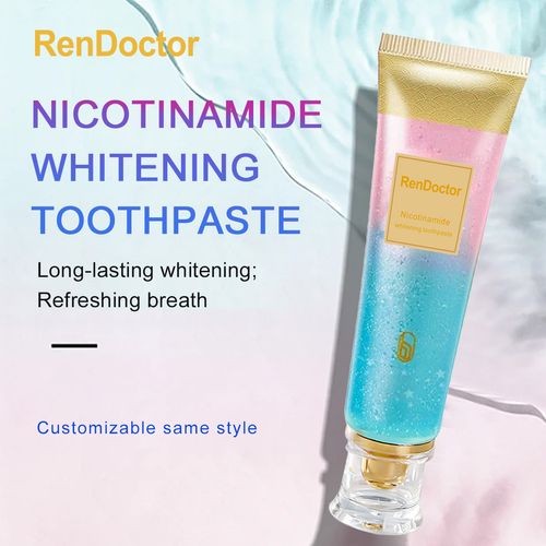 Nicotinamide Whitening and Deodorizing Toothpaste: Nicotinamide removes tooth stains, natural extracts control bad breath. Brushing can whiten yellow teeth and keep breath fresh for 4 hours. The soft and creamy formula does not damage the enamel. The sweet fruity fragrance is highly relaxing. Order today and get 5 tubes for just the price of 1. Enjoy 5 times the oral hygiene at a fraction of the cost. Smile with confidence and show off your teeth.