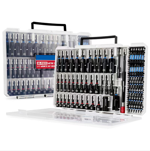 This 80-piece set of drill bits is a versatile toolbox. It covers 80 types of tools such as micro drill bits and large-sized sleeves. The magnetic heads are anti-slip, the extension rods can reach into dead corners, and the compartments for storage keep everything organized without being messy. There's no need to gather scattered tools. The cost-performance ratio is excellent. Next time you need to tighten something, you can directly and precisely grab the right tool!