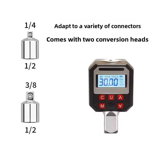 High-precision digital torque adapter, with high accuracy and large-screen LCD display, supporting 4 unit conversions. Equipped with multiple specification conversion heads to adapt to all scenarios. It features audible and visual alarms to prevent overloading. It offers dual modes that combine real-time measurement and peak locking, ensuring precise and compliant screw tightening. It is an essential tool for auto repair and equipment assembly.