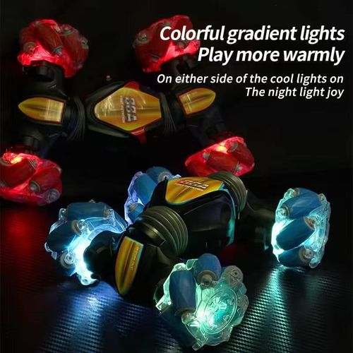 Gesture-Controlled All-Terrain RC Stunt Car with Cool LED Lights, 4WD Off-Road Twisting Truck Featuring Double-Sided Driving, 360° Spins & Drifts, Dual Remote Modes for Flexible Operation, Anti-Slip Transparent Wheels with Dynamic Lighting, 8cm High Ground Clearance for Rough Roads, Durable & Rechargeable, Ideal Outdoor & Indoor Toy for Boys & Girls Who Love Adventure