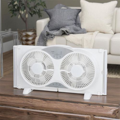 测试Household 9-Inch Retractable Double Window Fan, 3-speed adjustable, three modes cool exhaust circulation, dual air outlets for efficient ventilation, adjustable side fits most window frames, with remote control, no punch installation, perfect ventilation solution for bedroom kitchen bathroom, odor removal and air renewal, must-have for renters, operates quietly without disturbing life, quickly improves indoor stuffiness and humidity, enhances home air quality.