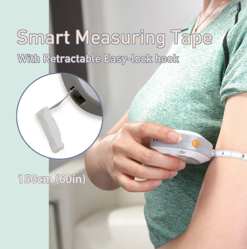 This mini electronic digital tape measure is a handy tool for measurement: 0.1cm precise digital display + automatic locking. One person can easily measure dimensions. The data is synchronized with the APP to generate a change curve. It is compact and portable in the palm of your hand. It is suitable for fitness, weight loss, dressing, and home use. It makes measurement free from vague estimation.