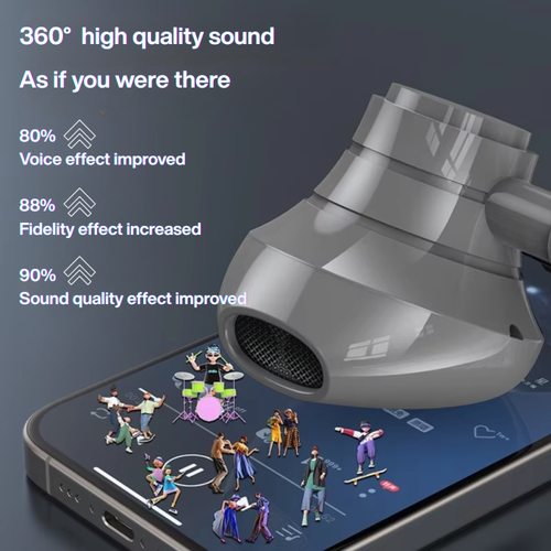 Live Stream Wireless BT 5.3 Neckband LED Earphones with Real-Time Mic for Sports & Karaoke Gym Running