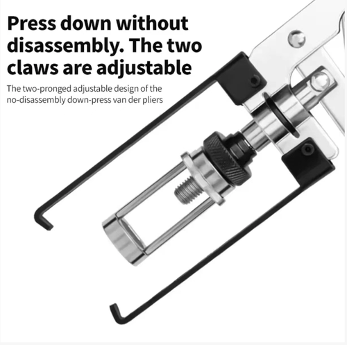 Alloy steel quenched universal clamp with no disassembly design. Lever design for increased efficiency. No need to remove the cylinder head. Single person can install and remove valve springs and oil seals. The knurled chuck grips firmly without slipping. Suitable for automotive and motorcycle engines. Eliminates the cumbersome steps of removing the cylinder cover. An efficient tool for auto repair and maintenance.