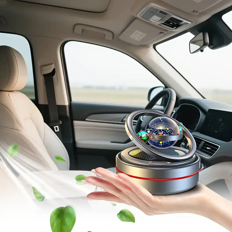 Solar-Powered Rotating Car Perfume Diffuser - Stylish Auto Air Freshener