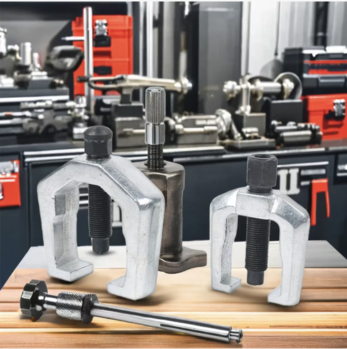 5-piece ball head removal tool set, suitable for disassembling ball heads of steering arms, tie rods and lower control arms. Made of high-strength alloy steel, it has a smooth bite without slipping. The force-saving screw design eliminates the need for violent hammering. The hard tool box provides convenient storage and portability. It is an efficient disassembly tool for automotive chassis maintenance.