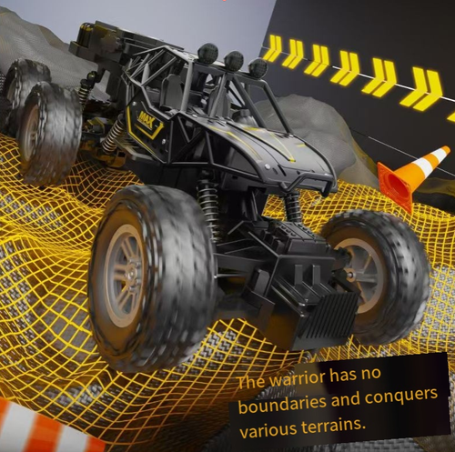 A six-wheel four-wheel drive alloy climbing vehicle, featuring six-wheel drive and independent shock absorption system, with strong grip. It can easily conquer 45° steep slopes, steps and other terrains. The alloy body is impact-resistant and durable. 2.4G remote control with no delay up to 150 meters, USB charging for long-lasting power. It is an excellent choice for hardcore players to collect and for children to play with.