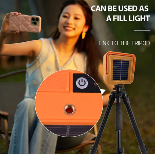 The magnetic solar portable lamp is extremely practical! It can last for 8-12 hours with 3 hours of charging. It has three adjustable brightness levels and can be used as a camping lamp, a stall lamp, or an emergency light. It is waterproof and shock-resistant. It comes with a folding stand and a hook, and is small enough to carry in your palm. It can be used in rental houses, during renovations, or in the outdoors. You'll always have light in dark places!