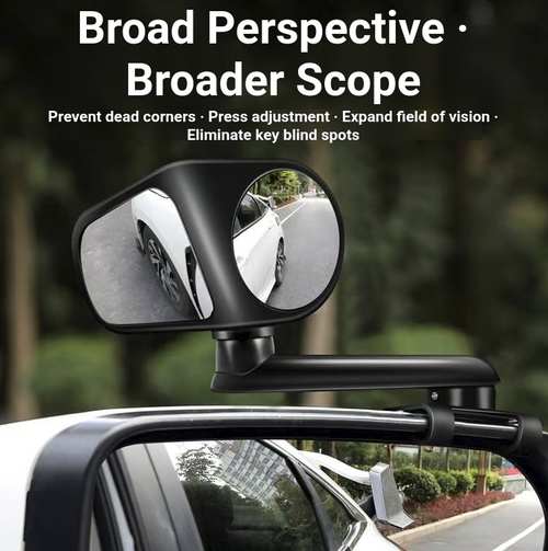 A pair of rearview mirrors with car blind spot assistance function, with snap-on installation and no need for adhesive. They can be adjusted in 360°. The high-definition wide-angle lens allows for easy observation of the front and rear wheels of the vehicle, enabling clear viewing of the distance between the wheels and the curb, and assisting in reversing parking. It reduces blind spots and lowers the probability of scraping during parking.