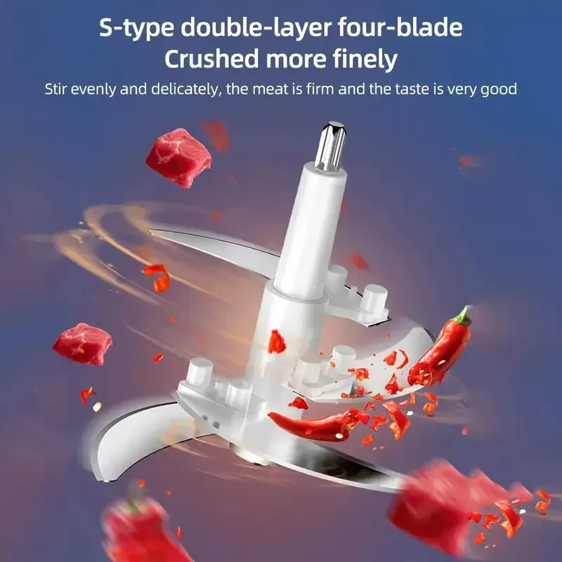 Powerful Electric Food Processor Kitchen Food Chopper Blender Meat Grinder Mixer, 300W Electric Meat Grinder Food Chopper, Kitchen Cutter For Vegetable, Onion, Garlic, Meat, Nuts, And Youngsters Food