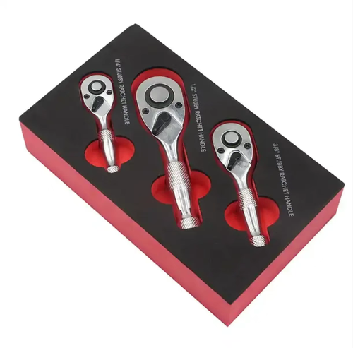 3-piece set - -72-tooth quick socket ratchet wrench, with 72 teeth for precise structure, 5° swing allows for direction change, two-way adjustment + quick-release button, doubling the efficiency of screw removal and installation. Made of chrome-vanadium steel, it is durable and rust-resistant, an excellent tool for mechanical maintenance and home disassembly, allowing for faster screw tightening.