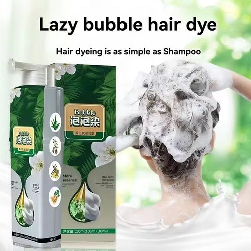 Order today and you will receive 3 bottles of plant-based bubble shampoo and dye to cover your white hair. It has moisturizing properties. No mixing required. Just like washing your hair, it's that simple. Made from plant extracts, it is gentle and non-irritating. The foam is thick and can easily cover your white hair. It has a long-lasting coloring effect. Suitable for both men and women. You can have salon-level black hair at home. Say goodbye to salon fees.