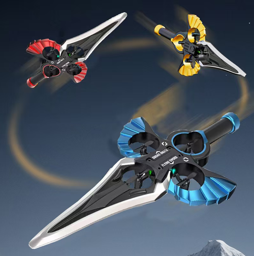 This motion-sensing remote-controlled flying sword recreates the fantasy scene of soaring on a sword. It offers dual control options of motion-sensing and gamepad, allowing you to control it simply by raising your hand. The EPP material makes it shock-resistant, and it features cool lighting. It comes with a charging cable and an extra propeller. It's suitable for adults to relieve stress and show off their coolness. It can be played both indoors and outdoors.