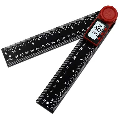 Digital Angle Ruler: The precision champion, versatile in one tool, black and red color scheme, digital display + metal ruler body, precision ±0.1°, also has the function of a straight ruler, suitable for various scenarios such as woodworking, construction, and machinery, it is an accurate measuring tool for angles.