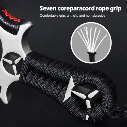 Order today and you'll get 2! This high-precision slingshot with laser aiming, featuring a red laser target lock. Even beginners can become experts in no time. The spring clip can easily change the rubber band, making it super convenient. The bow has a soft leather grip, providing a stable feeling. It can be used at night too. The metallic texture combined with ample elasticity makes it suitable for both solo play and team PK. Double enjoy the fast rush!