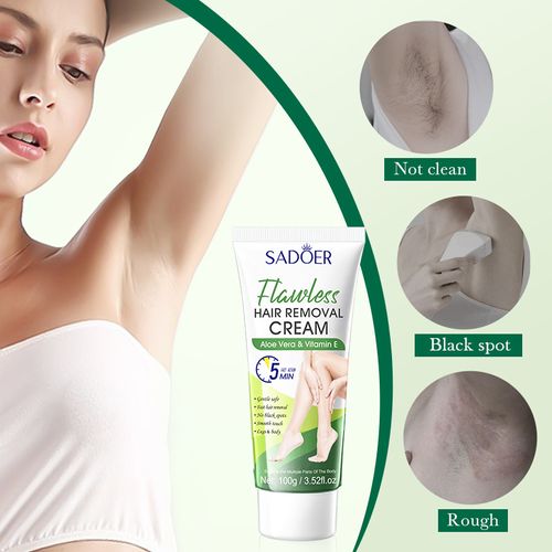 Order today and you will receive 5 boxes of Aloe Smooth Non-Irritating Spotless Hair Removal Lotion. It only takes 5 minutes to dissolve the hair on your armpits, limbs and entire body. Pain-free hair removal. Aloe E has dual nourishing and repairing properties. Say goodbye to residual dark spots and rough skin texture. Long-lasting inhibition of hair growth. Let you confidently have long-lasting, white and smooth beautiful skin.