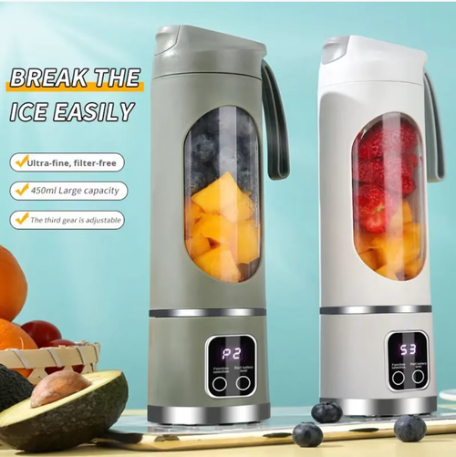 Put the fresh juice maker in your bag! This 450ml large-capacity wireless juicer has three adjustment settings, no pressure for crushing ice, smooth and fine juice without filtration, can be used ten times after a single charge, portable and easy to clean. You can juice fruits anytime, whether at work or camping, with fresh and unadulterated juice, and enjoy the refreshing sweetness anytime. Make and serve immediately