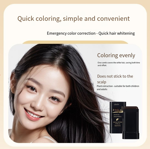 Comb-Dye Integrated Hair Styling Stick: Comb and dye in one. The comb-dye cream wraps around the hair strands, taking care of both the roots and the hair seams. It doesn't dirty your hands or irritate your head. It's suitable for whitening, re-dyeing, and changing colors. It's done in just a few minutes. Order today and you'll receive four sticks. They'll last for half a year. You can dye at home without queuing at the salon. The value for money is top-notch.
