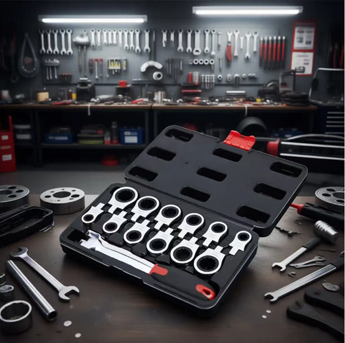 This 13-piece set of replaceable head ratchet and hex wrenches comes with 1 handle and 13 heads. It features a 72-tooth ratchet and a 5° narrow swing angle, allowing you to reach even the hard-to-reach spots. The heads can be easily replaced with just a quick unscrewing and screwing. Made of chrome-vanadium steel for rust resistance and durability, it comes with a compact storage box for easy portability. The efficiency is increased by three times!