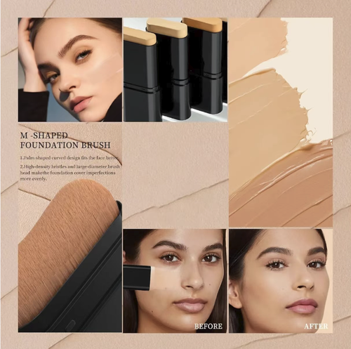 Double-head eraser makeup stick, with its own brush head, makes makeup application and concealing seamless in one step. The texture is light and smooth, adhering firmly without causing powder buildup. It is water-resistant and sweat-proof, and does not easily smudge. Multiple color options are suitable for different skin tones, enhancing and evening out the complexion. Its portable design makes it the preferred choice for lazy people for quick makeup application.