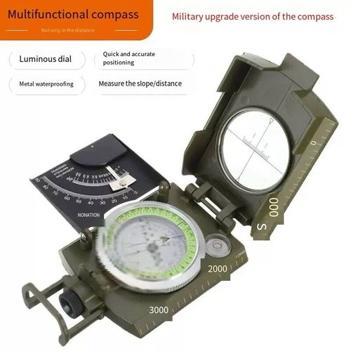 Military Compass Designed for Hiking, Featuring Lensatic Sighting, Waterproof Construction, Durability, And an Inclinometer Suitable for Camping, Scouting, Geological Activities, And Boating.