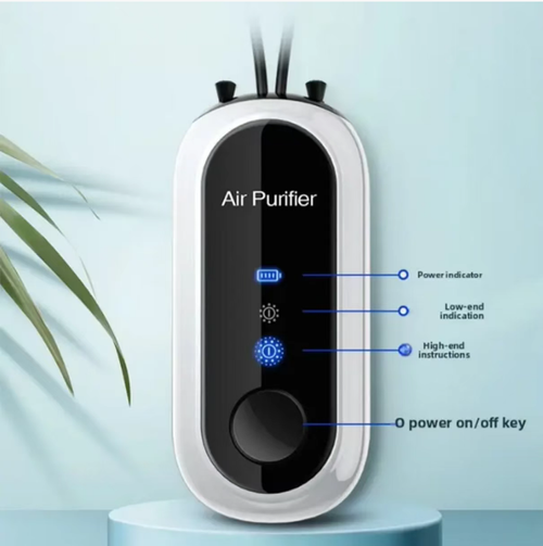 This mini negative ion air purifier with a neck strap is lightweight and portable, suitable for carrying around. It can be charged via USB and has a status indicator light. It is operated with a single button and is simple to use. It can improve local odors and smoke smells around. The running noise is low, making it suitable for commuting and travel. No filter replacement is required, regular cleaning and maintenance are sufficient.