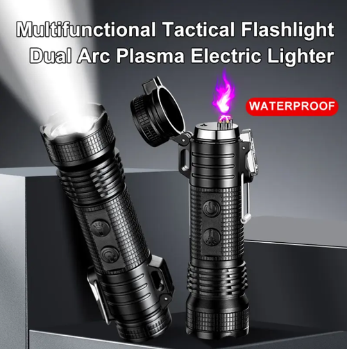 Flashlight with electric arc, combining windproof electric arc ignition and strong light flashlight. USB-C charging, safety locking design, windproof and durable. Suitable for outdoor camping fire-making, night navigation or vehicle emergency use. It is an all-round emergency equipment for both outdoor and daily use.
