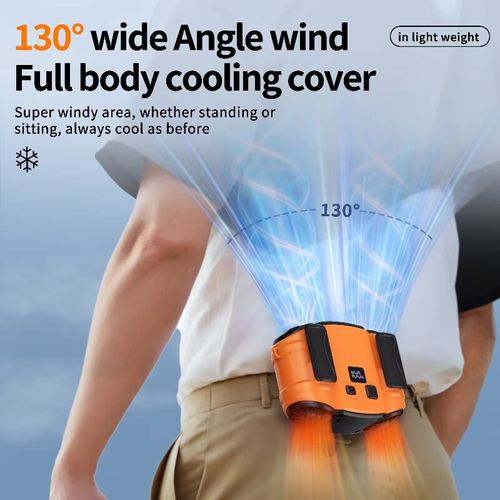 Outdoor mobile small air conditioner double-tube wall-mounted waist fan, with strong double-tube wind for rapid cooling, multiple wearing methods. Lightweight design with no burden during wearing, large-capacity battery for long-lasting power, convenient USB charging for replenishment. Essential for outdoor work, exercise, and camping, perfect for carrying around for cooling.