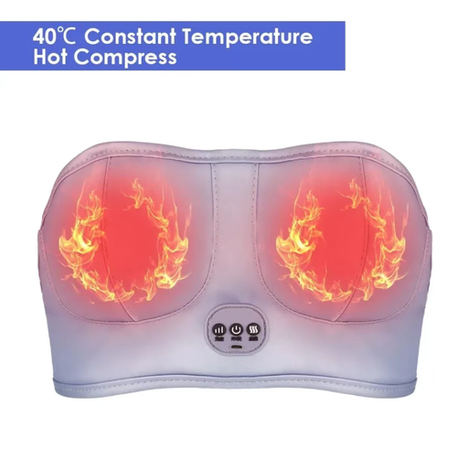 This charging chest massager is designed to be worn like underwear. It features soft fabric and fine shoulder straps that do not cause any discomfort or awkwardness. It has a long battery life for charging. It offers three vibration settings and a 40℃ constant temperature heat therapy. It can relieve the tension and soreness in the chest. It can be used during work or rest, making it a convenient and light care companion for daily life.