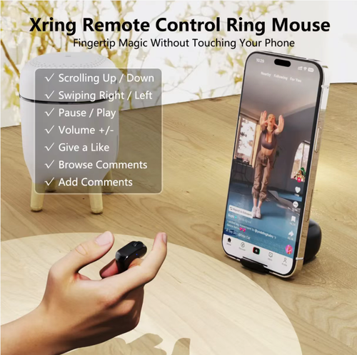 This ring-shaped remote control is as portable as a ring: worn on the finger, it can control mobile phones, tablets, e-books, flip pages, project onto screens for office use, remotely flip PPTs, and take selfies by long press. It supports multiple devices, with simple operation by a light touch. It frees your hands, making it efficient for taking selfies when going out. Just raise your hand to control, and it's extremely convenient.