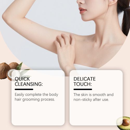 Gentle and moisturizing quick hair removal cream, with coconut and avocado extracts. It can remove underarm, leg and arm, and lip area hair in just 5 minutes. The hair is removed completely without leaving any black dots. It inhibits hair growth and also moisturizes the skin. It is friendly to sensitive skin. Order today and get 2 bottles! No pain from shaving, cost savings. Wear revealing outfits and feel smooth without any awkwardness. Easily achieve silky skin!