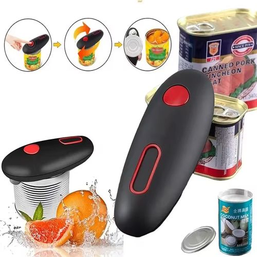 Fully automatic electric can opener. It can open cans with just one click. Press the button for the can and it will automatically cut. Once the operation is completed, it will stop rotating. The edge of the can lid is smooth and won't hurt your hands. It is compatible with various can types. It is battery-powered and has no wires, making it small and easy to store. Even the elderly and women can use it with ease. It is a convenient tool for opening cans in the kitchen.